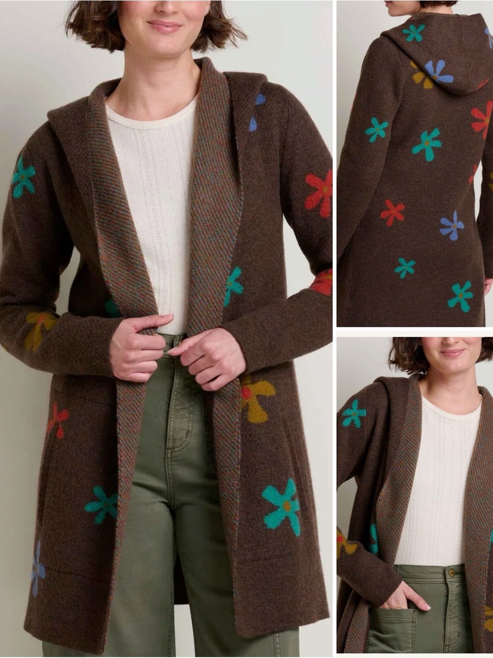 Toad&Co Merino Heartfelt Hoodie Chestnut Flowers FLORAL / XS New with tags NWT